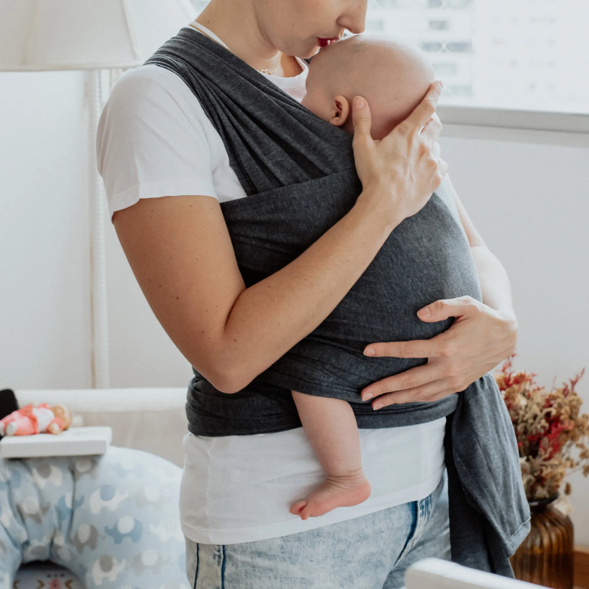 Dark Gray Stretch Baby Wrap